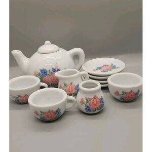 11 Piece Miniature Floral Tea Set Vintage